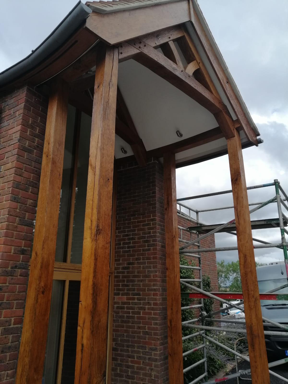 Newly stained wooden gazebo