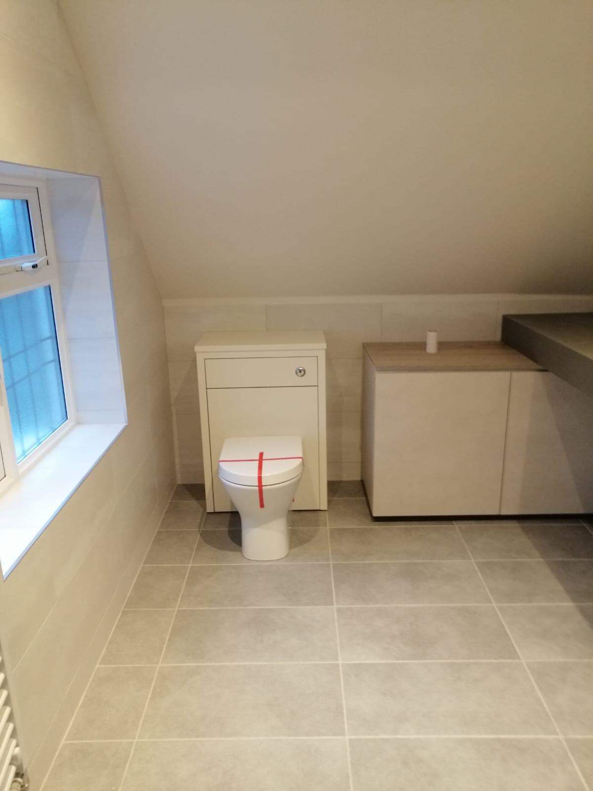 Painted home interior; Bathroom with new walls