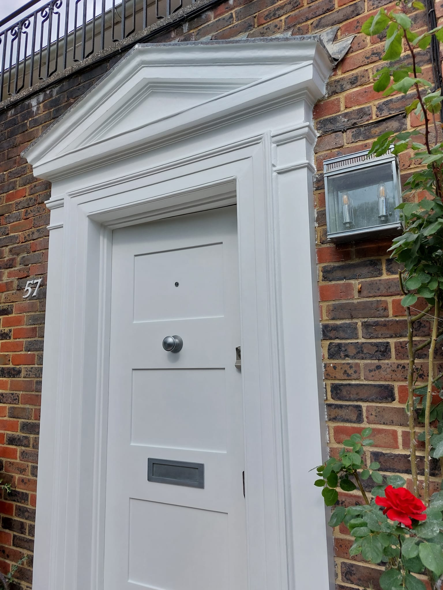 Newly painted white door