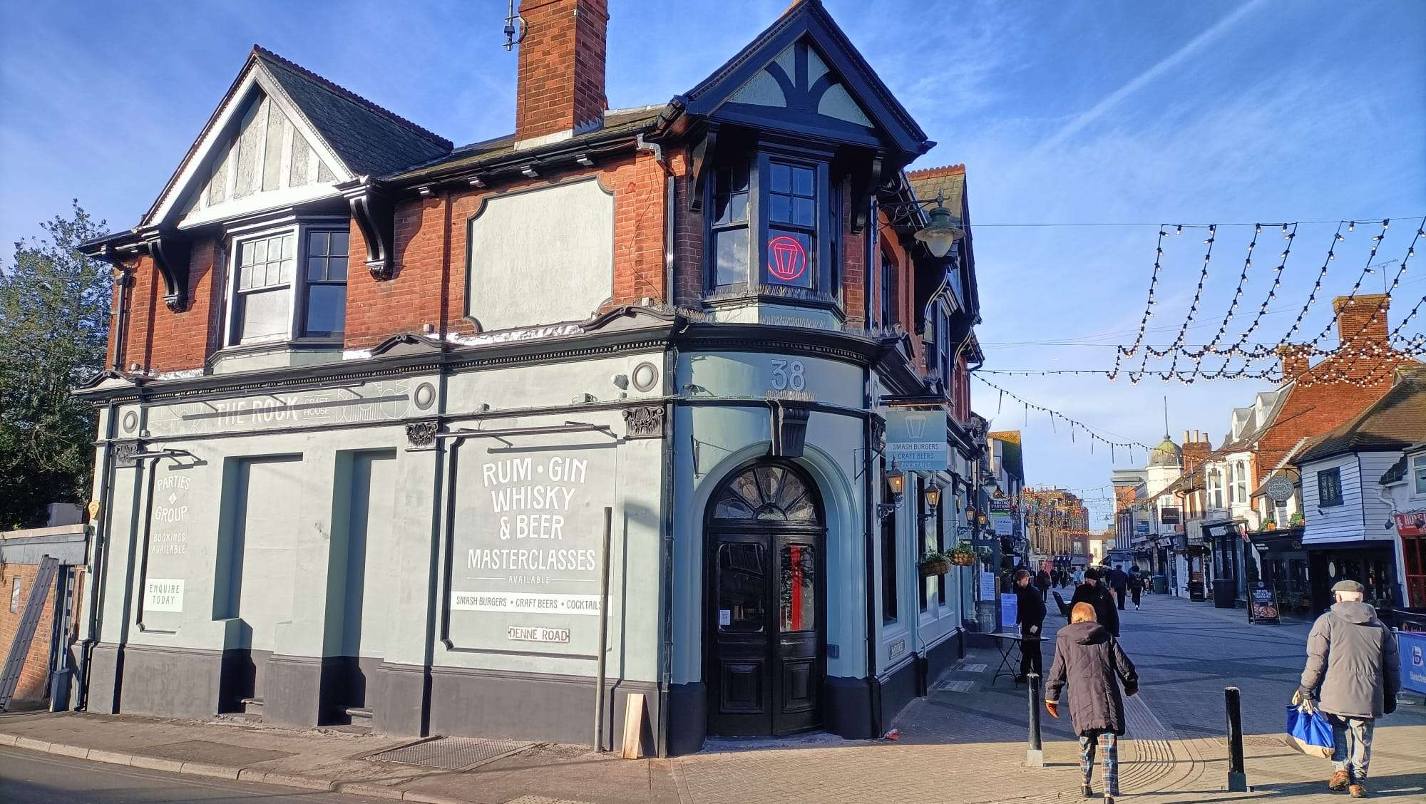 A pub exterior; Ready for Business.